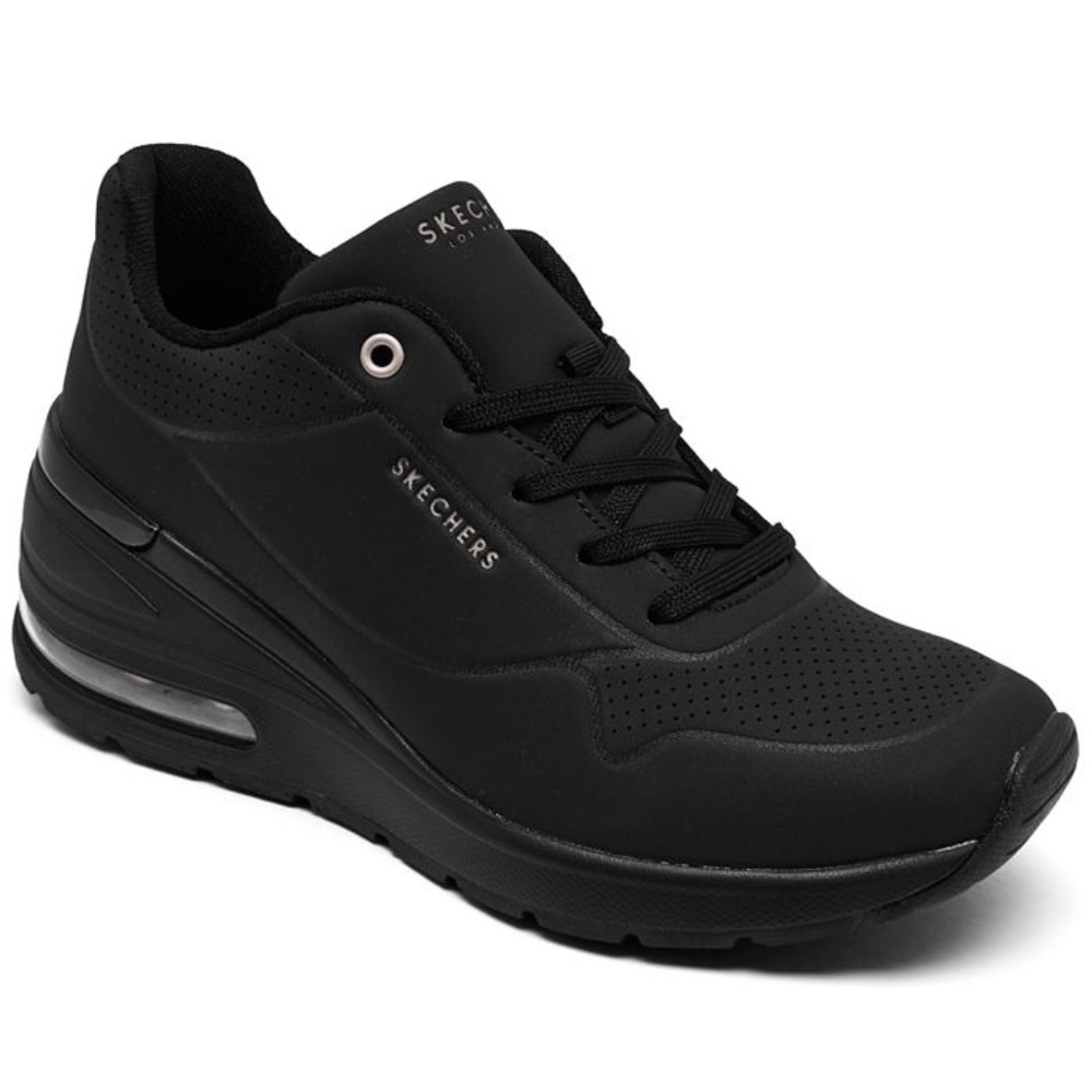 Skechers Street Million Air Elevated Air Black Women's Wedge Sneakers